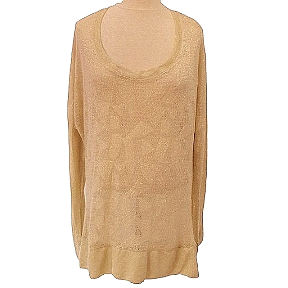 Vero Moda Sweaters - Vero Moda Metallic Gold Scoop Back Knit Top- Sz. L